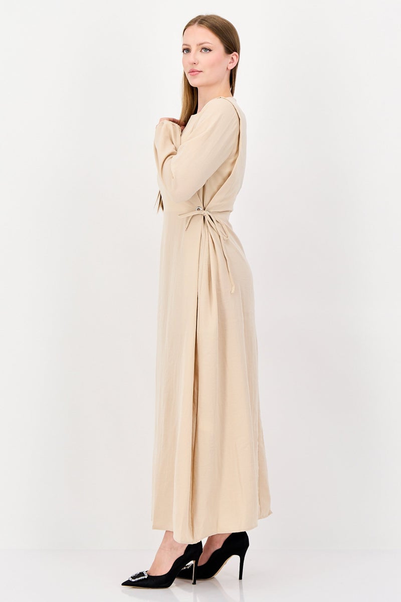 trendyol Women Solid Maxi Dress, Beige - Image 3